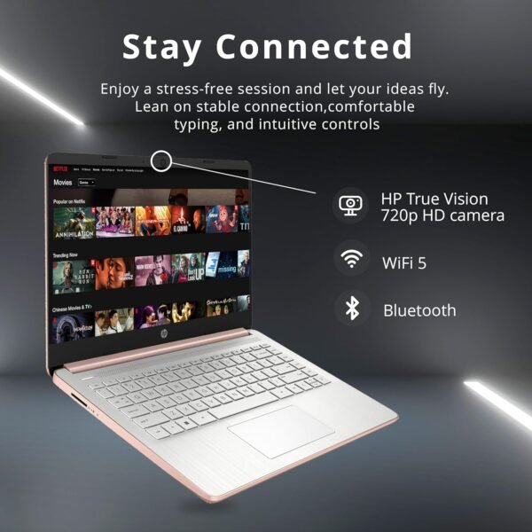 HP Stream 14" HD BrightView Laptop, Intel Celeron N4120 Processor, 16GB RAM, 64GB SSD, Intel UHD Graphics, 720p Webcam, WiFi, HDMI, Win 11 S, Gold (Renewed)