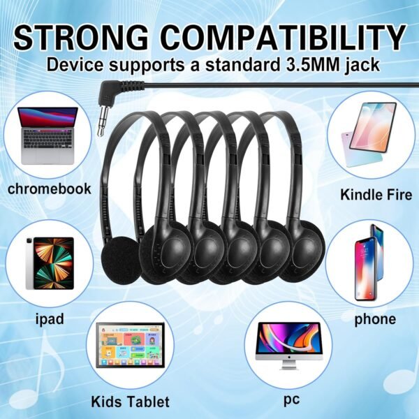 CN-Outlet 10 Packs School Headphones Bulk for Classroom Students Kids Children Toddler Boys Girls Teens and Adult (10 Black)