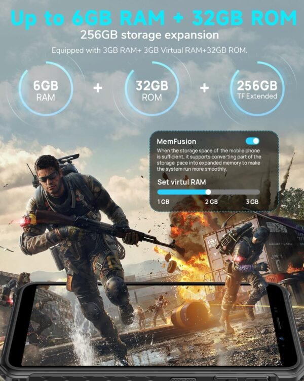 Ulefone Rugged Smartphone Armor X12 Android 13 Go, 6GB+32GB up to 256GB Extension, 5.45" Screen, 13MP Camera, 4860mAh, 3-Card Slots Cell Phone, NFC, OTG, Green Unlocked Android Phones