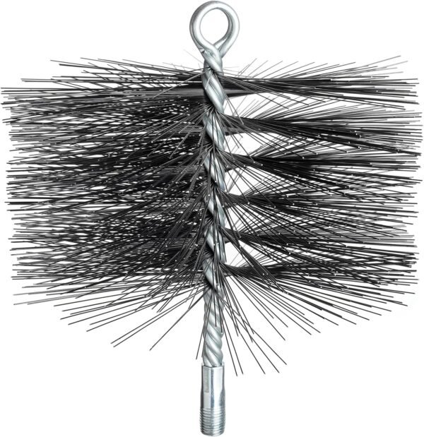 Stanbroil 8 Inch Round Steel Chimney Cleaning Brush with 1/4" NPT Fitting for Masonry Chimney Flue, Works with Most Chimney Rod Sets