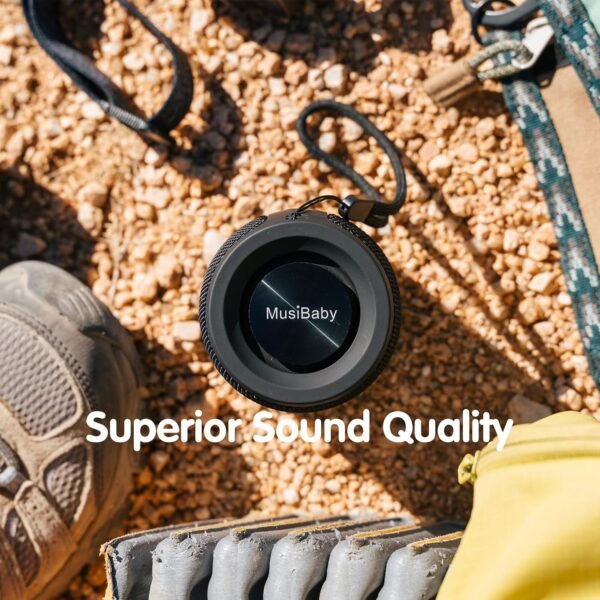 Bluetooth Speaker, MusiBaby Wireless Portable Speaker - Waterproof, Outdoor, Bluetooth 5.0, Dual Pairing, Loud Stereo, Deep Bass, 24H Playtime - Gift Ideas for Home, Party, Travel (BLK)