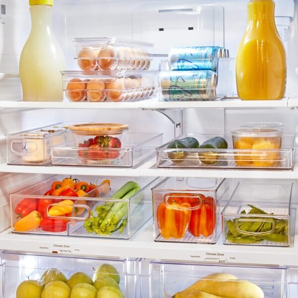iDesign Plastic Egg Holder Fridge Organizer with Front Handle – 14.57" x 6.25" x 3", Clear