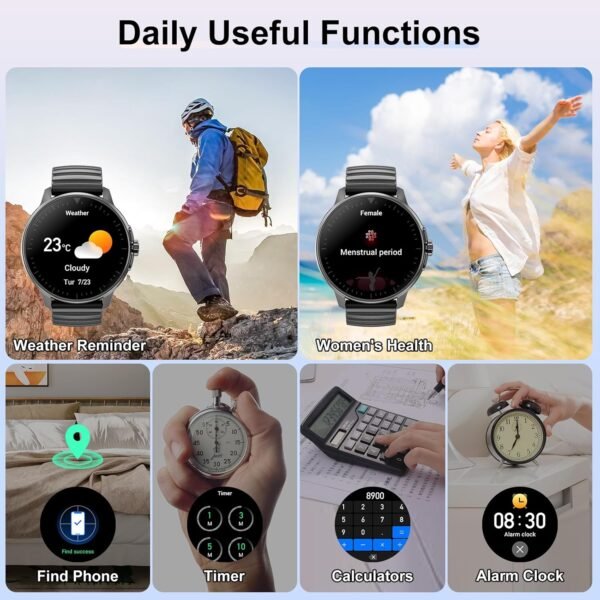 Smart Watch for Men Women Answer/Make Calls, 1.39''Touch Screen Fitness Tracker with 110+Sports Modes,Voice Assistant Fitness Watch,IP67 Waterproof Smartwatch for Android iOS