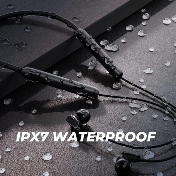 N18 Neckband Bluetooth Earbuds, Wireless Bluetooth 5.2 Headphones with Microphone, Ultra-Lightweight Comfort, IPX7 Waterproof, Deep Bass Strong Beat, 20H Playtime, Magnetic Earphones -Black