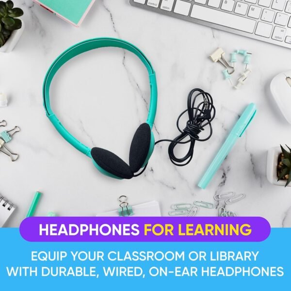10 Pack Bulk Headphones, Wired Headphones for Kids, Teens, Adults, Affordable On-Ear with 3.5mm Plug, Perfect for Schools, Classrooms, Libraries, Museums, Multipack for Wholesale, Multi Color