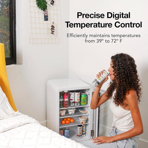 Cooluli Decor 2.4 cu ft Compact Mini Fridge with Glass Door - Small Refrigerator for Bedroom, Office, Dorm - Ideal for Soda Drinks, Beer (White)