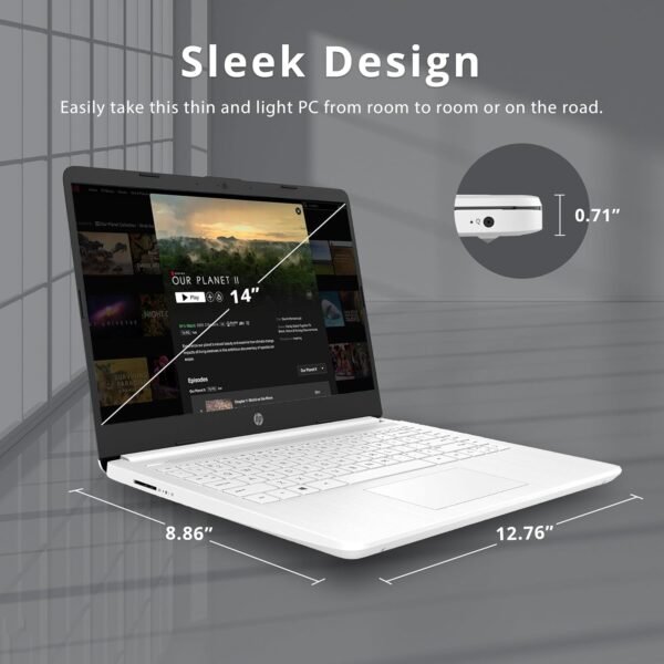 HP Stream 14" HD Lightweight Laptop, Intel Celeron N4120, 16GB RAM, 224GB Storage(64GB eMMC + 160GB Docking Station), Intel UHD Graphics, HD Webcam, 1 Year Office 365, WiFi, Bluetooth, Win 11s, White