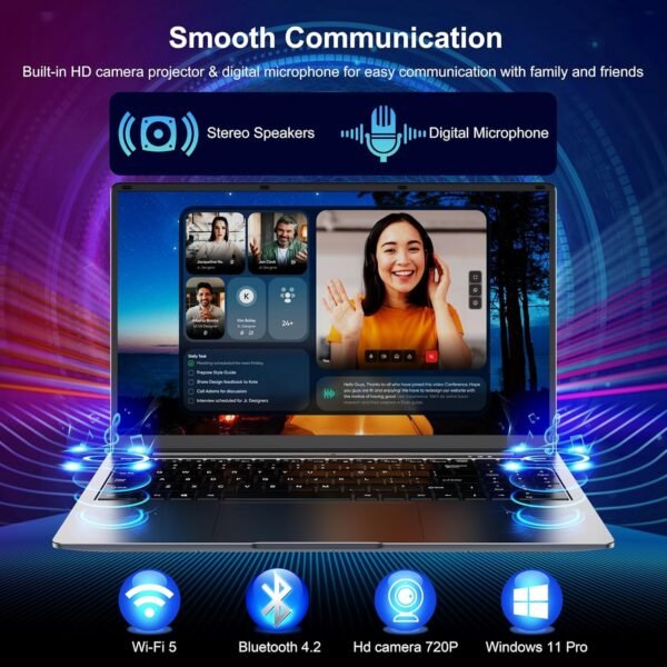 15.6" Laptop Computer - Quad-Core N95 Processor (Up to 3.4GHz) Laptop PC 16GB DDR4 512GB SSD, Students Business Laptop Support Touch ID,WiFi, BT4.2, HDMI, USB 3.0