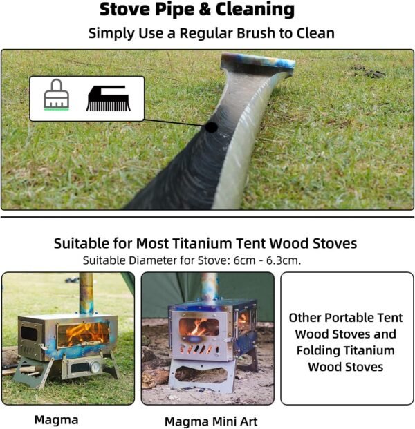 Titanium/Stainless Steel Rollable Chimney Pipe, Lightweight and Portable, DIY Folding Chimney for Hot Tent Stove, Titanium Tent Stove, Hunting (Titanium, 3m/9.8ft)