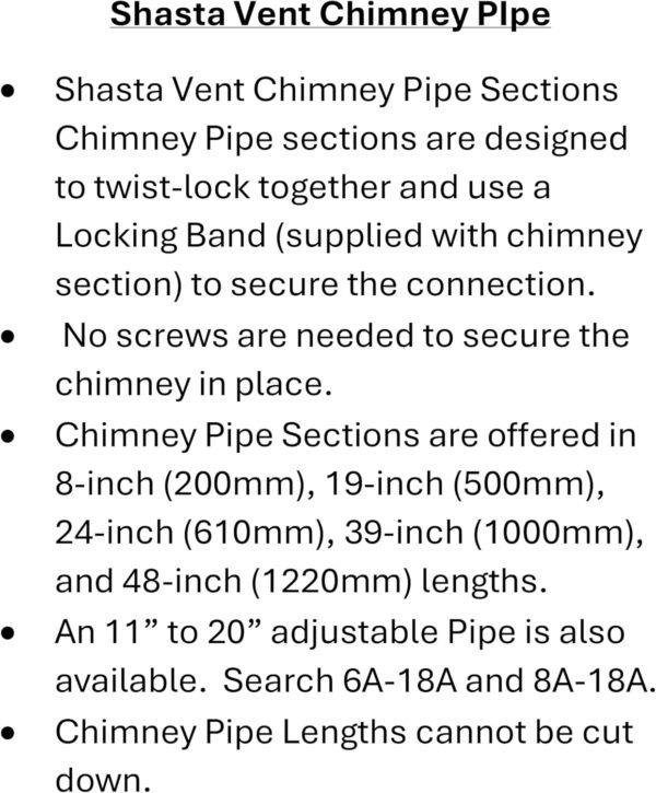 8" X 39" Chimney Pipe Class-A, All-Fuel, 304 Stainless Steel, Wood Stove Chimney, Ul103