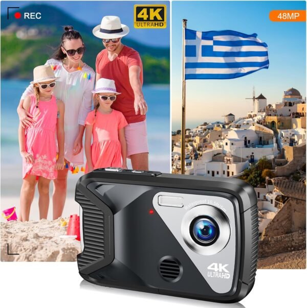 4K Waterproof Digital Camera with 32GB Card Underwater Digital Camera for Kids Point and Shoot Camera for Teens Students Boys Girls