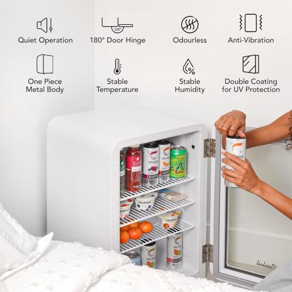 Cooluli Decor 2.4 cu ft Compact Mini Fridge with Glass Door - Small Refrigerator for Bedroom, Office, Dorm - Ideal for Soda Drinks, Beer (White)
