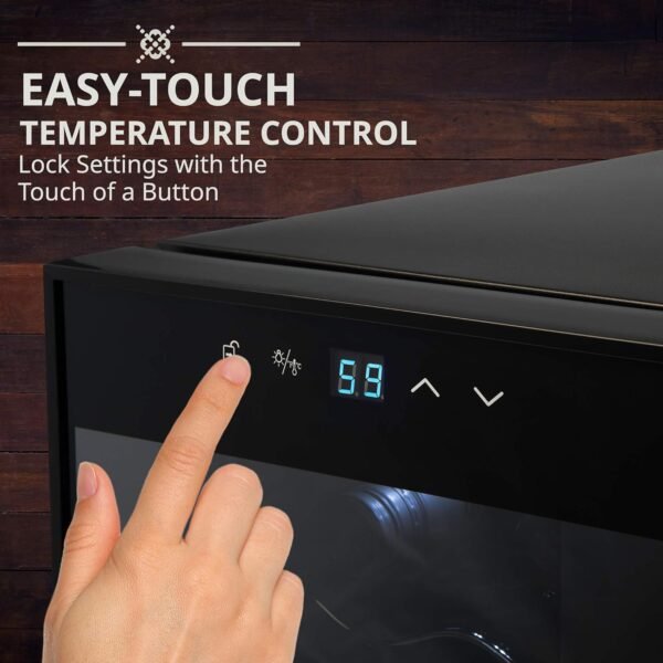 Ivation 12 Bottle Compressor Wine Cooler Refrigerator w/Lock, Large Freestanding Wine Cellar Fridge, 41f-64f Digital Temperature Control Glass Door Black
