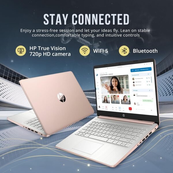 HP Stream 14" HD BrightView Laptop, Intel Celeron N4120, 16GB RAM, 288GB Storage (128GB eMMC + 160GB Docking Station Set), Intel UHD Graphics, 720p Webcam, Wi-Fi, 1 Year Office 365, Win 11 S, Gold