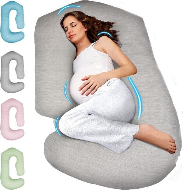 PILLANI Pregnancy Pillows for Sleeping - V C U Shaped Full Body Pillow with Removable Cover, 57inch Cooling Maternity Pillow for Pregnant Women, Support for Back Belly Legs Hip - Pregnancy Must Haves