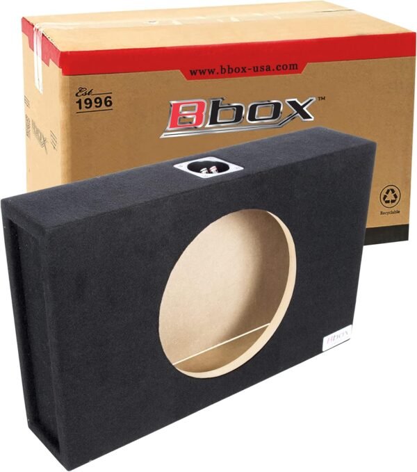 Bbox 10" Single Sealed / Shallow Mount Subwoofer Enclosure Boxes & Enclosures - Pro Audio Tune - Premium Subwoofer Box Improves Audio Quality, Sound & Bass - Nickel Finish Terminals