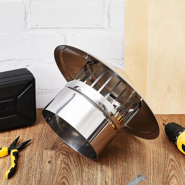 Tandefio 6 Inch Stove Pipe Cap Chimney Stainless Steel Cone Cap with Screen Chimney Cover Outside Roof Silver Fireplace Screen Cover Exterior Stove Pipe Topper for Vent Flue Family Kitchen Cooking