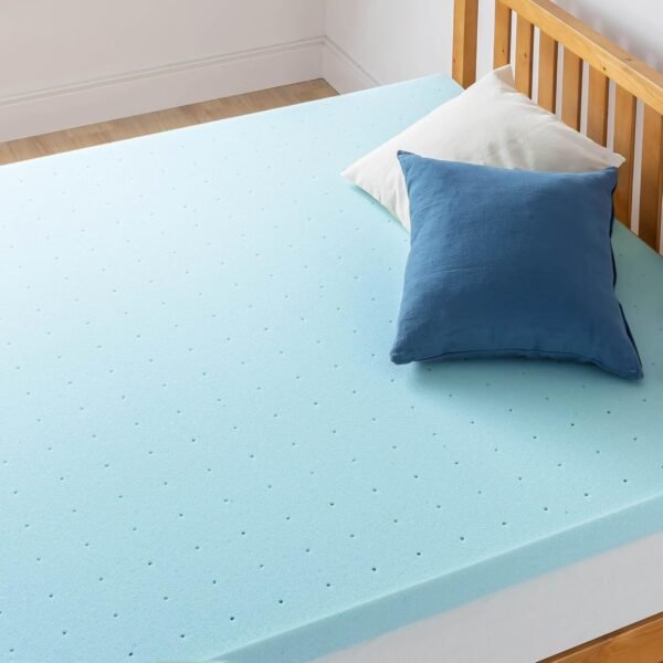 Best Price Mattress 3 Inch Ventilated Memory Foam Mattress Topper, Cooling Gel Infusion, CertiPUR-US Certified, Full Blue