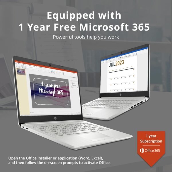HP Premium Stream 14" HD BrightView Laptop, Intel Celeron N4120, 16GB RAM, 64GB eMMC, Intel UHD Graphics, HD Webcam, 1 Year Office 365, Bluetooth, WiFi, HDMI, Win 11s, Silver, 32GB Hotface USB Card