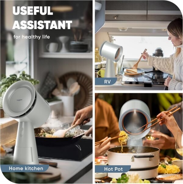 Portable Range Hood Kitchen - Powerful 3-Speed Suction Desktop Compact Range Hood with 2 Double Filter - Low Noise Kitchen Exhaust Fan with 2 Carbon Filters, Large Oil Collection Cup