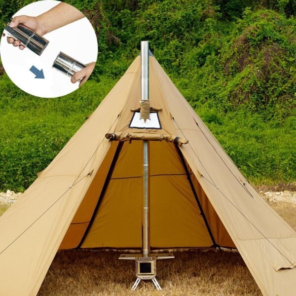 Stove Pipe 2.36" Chimney Pipe Thicken Stainless Steel Solowilder Chimney Cap Wood Stove Flue Extend 14" (7 pcs)