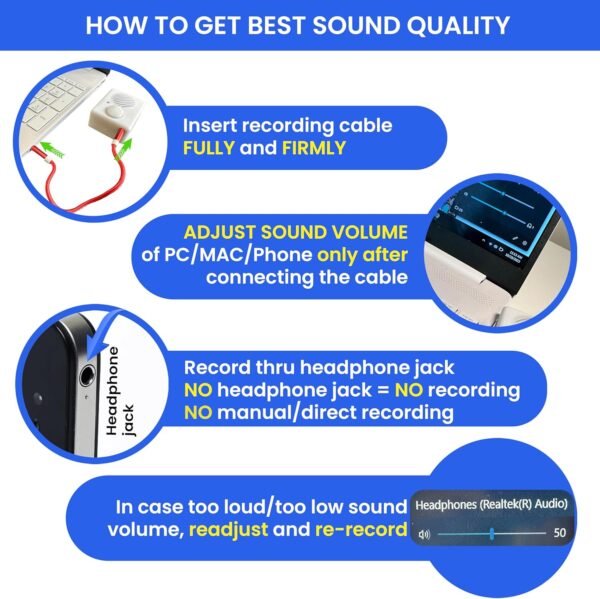 200 Seconds Voice Recorder for Stuffed Animals | Recordable Button Sound Box for Crafters, Hobbyists, etc | Voice Box for Recordable Gifts | Build a Bear Voice Recorder | Toy Recorder