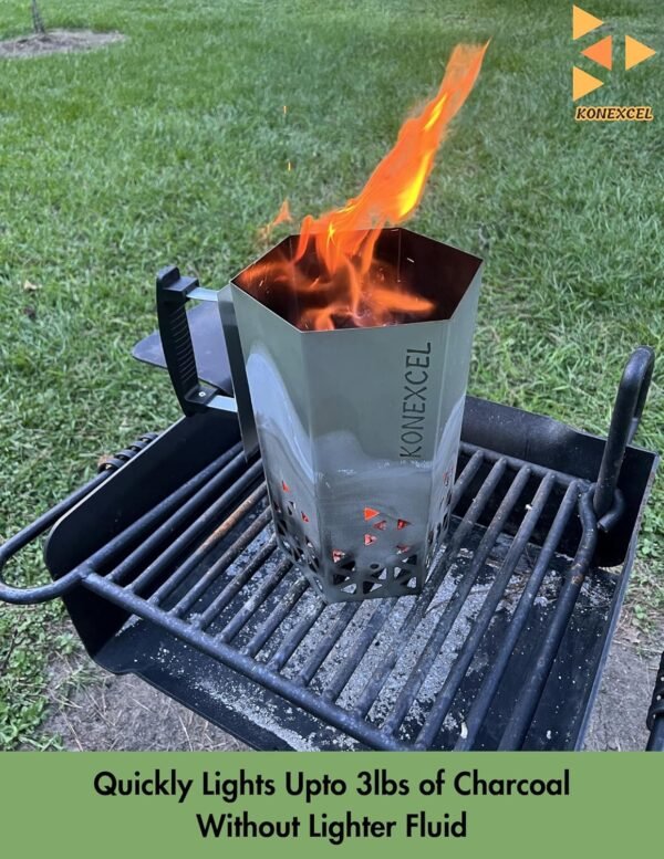 Heavy Duty Charcoal Chimney Starter, XXL Size, BBQ Chimney Starter for Charcoal Grill and Barbecues, Sturdy and Easy to Use BBQ Grill Tool for Rapid Fire Starter, Fire Starter Set (Steel)