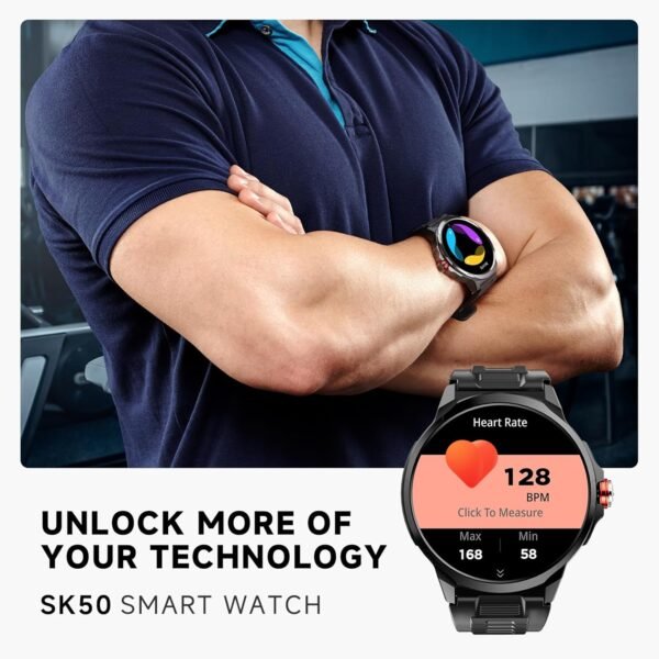 SK50 Smart Watch 1.93 Large Screen Smart Watches for Men(Answer/Make Calls), 100+ Sport Modes Fitness Watch with Blood Oxygen/Sleep/Heart Rate Monitor,Waterproof Smartwatch Black