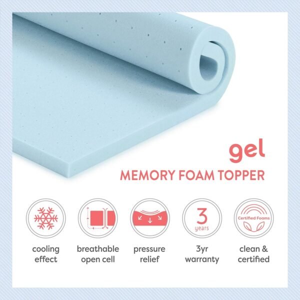 Best Price Mattress 3 Inch Ventilated Memory Foam Mattress Topper, Cooling Gel Infusion, CertiPUR-US Certified, Full Blue