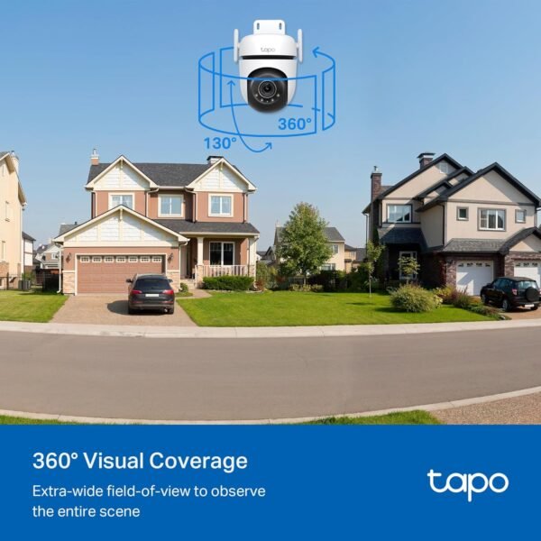 TP-Link Tapo 2K QHD Outdoor Pan/Tilt Wi-Fi Security Camera, 360° View, Motion Tracking, Color Night Vision, Free Person/Vehicle/Motion Detection, Cloud & SD Card Storage, 24/7 Recording, Tapo C520WS…
