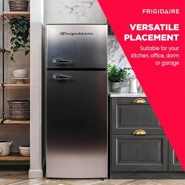 Frigidaire, 2 Door Apartment Size Refrigerator/Freezer Combo, 7.5 cu ft, Platinum Series, Stainless, 23" D x 21.5" W x 55.5" H