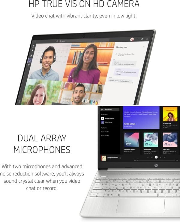 HP 15.6 Inch Laptop, Intel Iris Xe Graphics, 11th Generation Intel Core Processor, 8 GB RAM, 256 GB SSD, Windows 11 Home (15-dy2024nr, Natural silver)