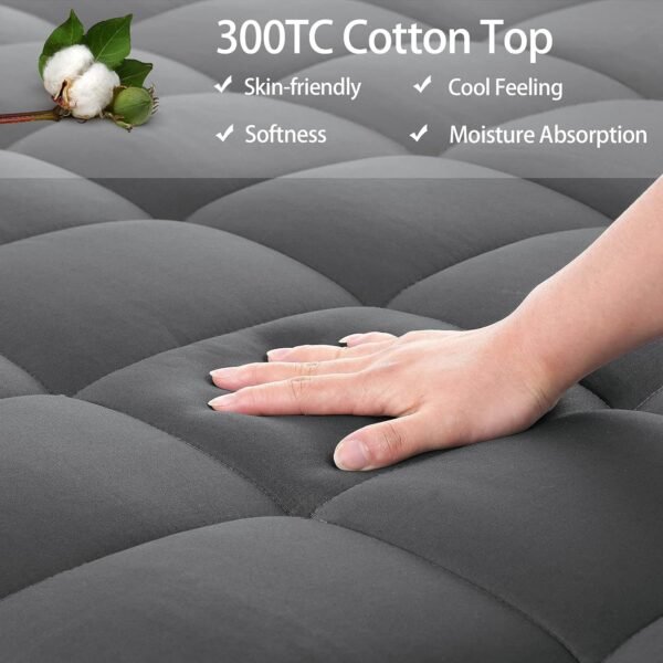 EASELAND Full Size Mattress Pad Pillow Top Cover Quilted Fitted Protector Cotton Top 8-21" Deep Pocket Cooling Mattress Topper (54x75 Inches, Dark Grey)