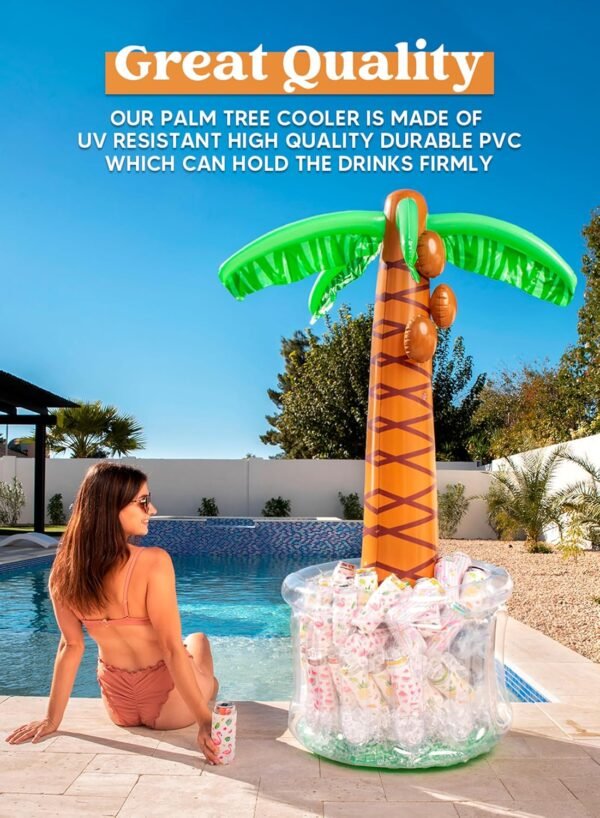 JOYIN 60" Inflatable Palm Tree Cooler, Beach Theme Pool Party Decorations, Luau Hawaiian Birthday Party Decor Supplies Ocean Jungle Tropical Themed Decoration Summer Outdoor Drink Cooler