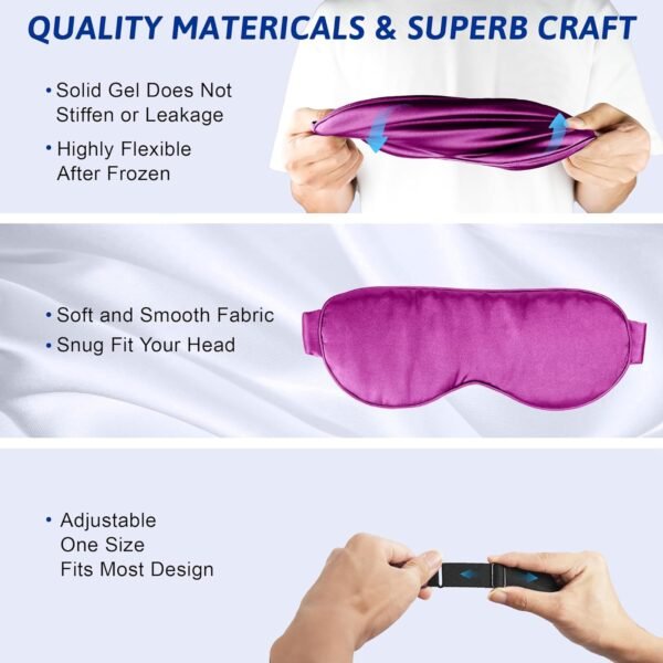 Cooling Eye Mask for Puffy Eyes - FSA HSA Eligible, Cold Eye Masks for Puffiness, Weighted Gel Eye Mask for Sleep, Reusable Ice Eye Mask for Dark Circles Migraines and Headache (Purple)