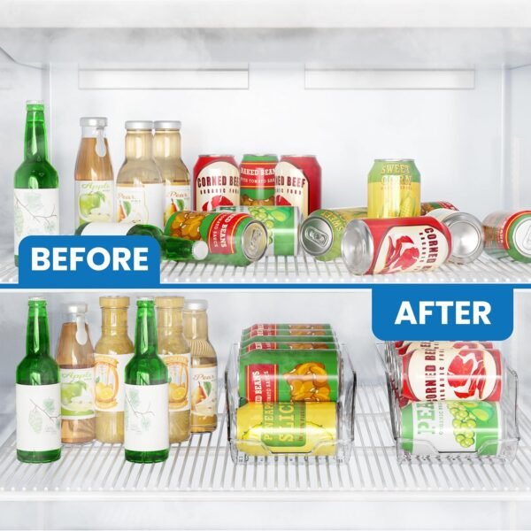 Utopia Kitchen Clear Soda Can Organizer - Fridge Organizer Bins - Set of 4 Drink Organizer For Fridge or Countertop - Soda Can Dispenser For Refrigerator Organizing - Fridge Organization and Storage