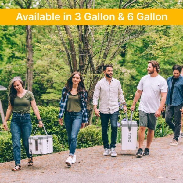 RTIC Halftime Water Cooler 3 Gallon Portable Carrier Container, Drink Beverage Dispenser, Stackable with 2 Taps, Bottleless, BPA-Free, for Sports, Camping, BBQ, Parties, Picnic, and More, White