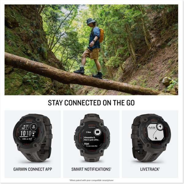 Garmin Instinct E 45mm, Outdoor GPS Smartwatch, 24/7 Health Monitoring, Up to 16 Days of Battery Life, Charcoal (010-02933-00) Health, Fitness and Tactical Smart Watch Bundle for Men and Women