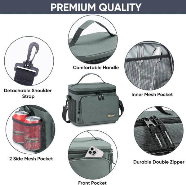 BALEINE 22 Can Large Lunch Bag, Insulated Lunch Bag for Men, Large Leakproof Cooler Bag with Adjustable Shoulder Strap for Office Work Picnic, Freezable Lunch Box for Men Women (Large, Black)