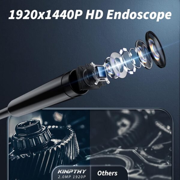 Endoscope Camera with Light,1920P HD Borescope Tools with 8 Adjustable LED Lights, Endoscope with Semi-Rigid Snake Camera, IP67 Waterproof Inspection Borescope for iOS and Android-16.4ft Single Lens
