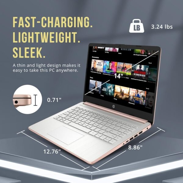 HP Stream 14" HD BrightView Laptop, Intel Celeron N4120, 16GB RAM, 288GB Storage (128GB eMMC + 160GB Docking Station Set), Intel UHD Graphics, 720p Webcam, Wi-Fi, 1 Year Office 365, Win 11 S, Gold