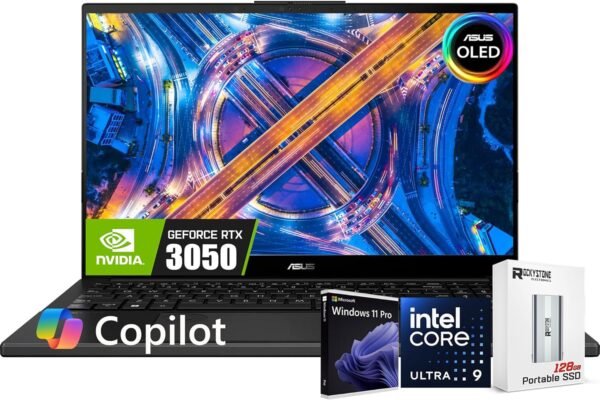 ASUS Vivobook Pro 15 OLED AI Laptop, Intel 16-Core Ultra 9 185H(Beat i9-13900H), NVIDIA GeForce RTX 3050, Copilot PC, Backlit Keyboard, Dolby Atmos, W/128GB PSD, Windows 11 PRO(40GB DDR5|2TB SSD)