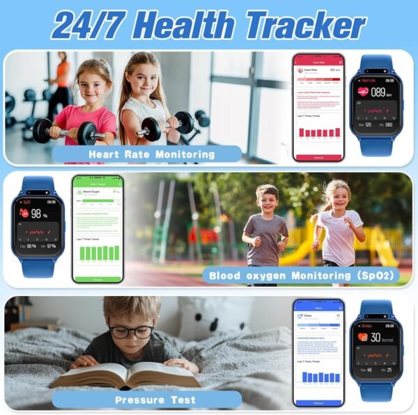 Smart Watch for Kids 1.85" with Fitness Tracker, Sleep Monitor, 22/98 Sport Modes, DIY Dial, IP68 Waterproof, Step Counter, Heart Rate, Camera, with/Without APP, Gift for 3-12 Years Old Boys and Girls