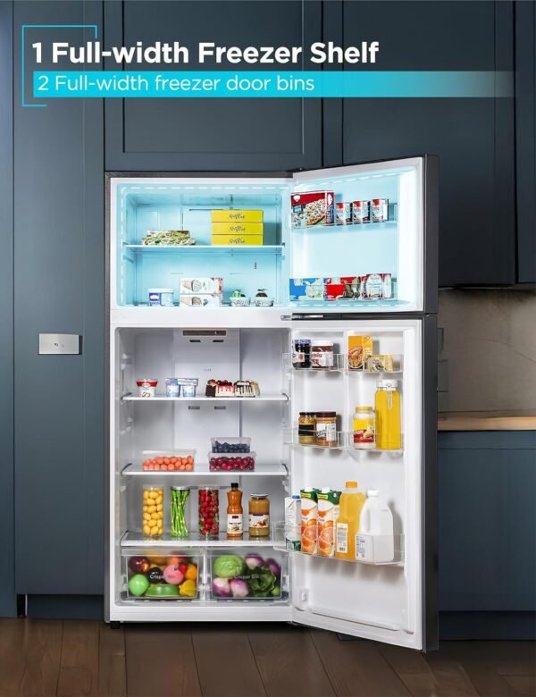 BLACK+DECKER 18.1 Cu. Ft. Top Mount Refrigerator with Freezer, 2 Door Refrigerator with Top Freezer and Adjustable Temperature Control, Full Size Fridge, ENERGY STAR Certified, BR1810HB, Black