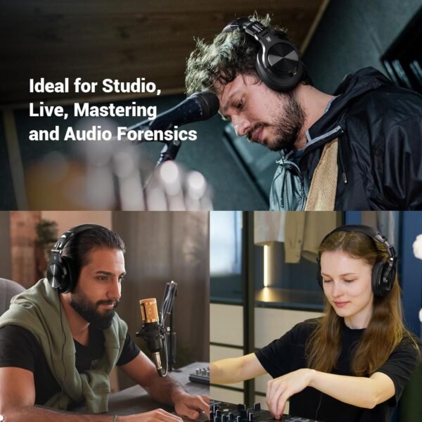 OneOdio A70 Bluetooth Over Ear Headphones, Wireless Headphones with 72H Playtime, Hi-Res, 3.5mm/6.35mm Wired Audio Jack for Studio Monitor & Mixing DJ Guitar AMP, Computer Laptop PC Tablet - Black