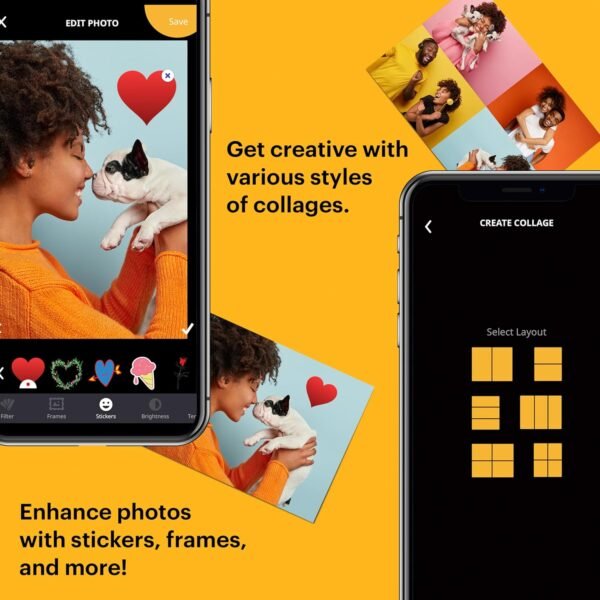KODAK Step Instant Smartphone Photo Printer - 75 Sheets Bundle - Portable Mini Color Wireless Mobile Printer - Zink 2x3” Sticky-Back Photos - Bluetooth Compatible with Smart Devices - Fun App -Black