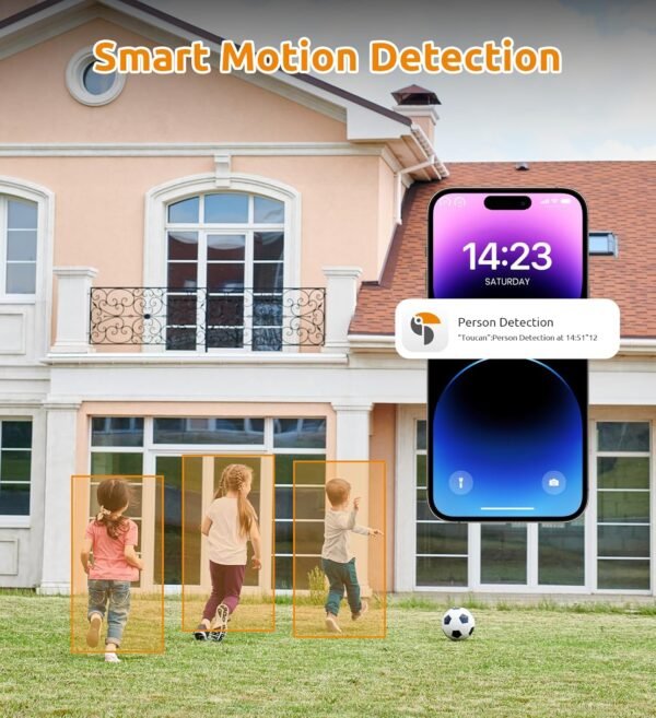 2K Security Cameras Wireless Outdoor, Cameras for Home Security with 2-Way Audio, PIR Motion Detection, Night Vision, Cloud Storage, IP65 Weatherproof, Outdoor Camera Work with Alexa & Google Home