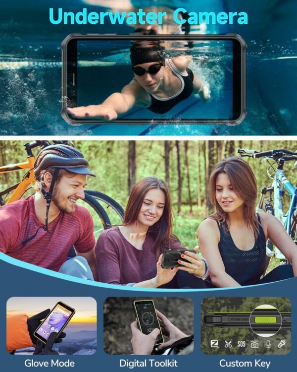 Ulefone Rugged Smartphone Armor X12 Android 13 Go, 6GB+32GB up to 256GB Extension, 5.45" Screen, 13MP Camera, 4860mAh, 3-Card Slots Cell Phone, NFC, OTG, Green Unlocked Android Phones