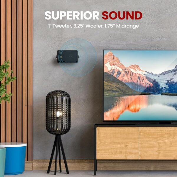 Pyramid 3-Way Indoor Outdoor Speaker System - 3.5 Inch 200W Pair of Mini Box Ceiling Wall Mount Speakers w/1" Tweeter, 3.25" Woofer, 1.75” Midrange - Home Theater Entertainment, PA System - 2022SX