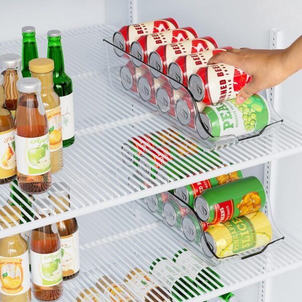 Utopia Kitchen Clear Soda Can Organizer - Fridge Organizer Bins - Set of 4 Drink Organizer For Fridge or Countertop - Soda Can Dispenser For Refrigerator Organizing - Fridge Organization and Storage